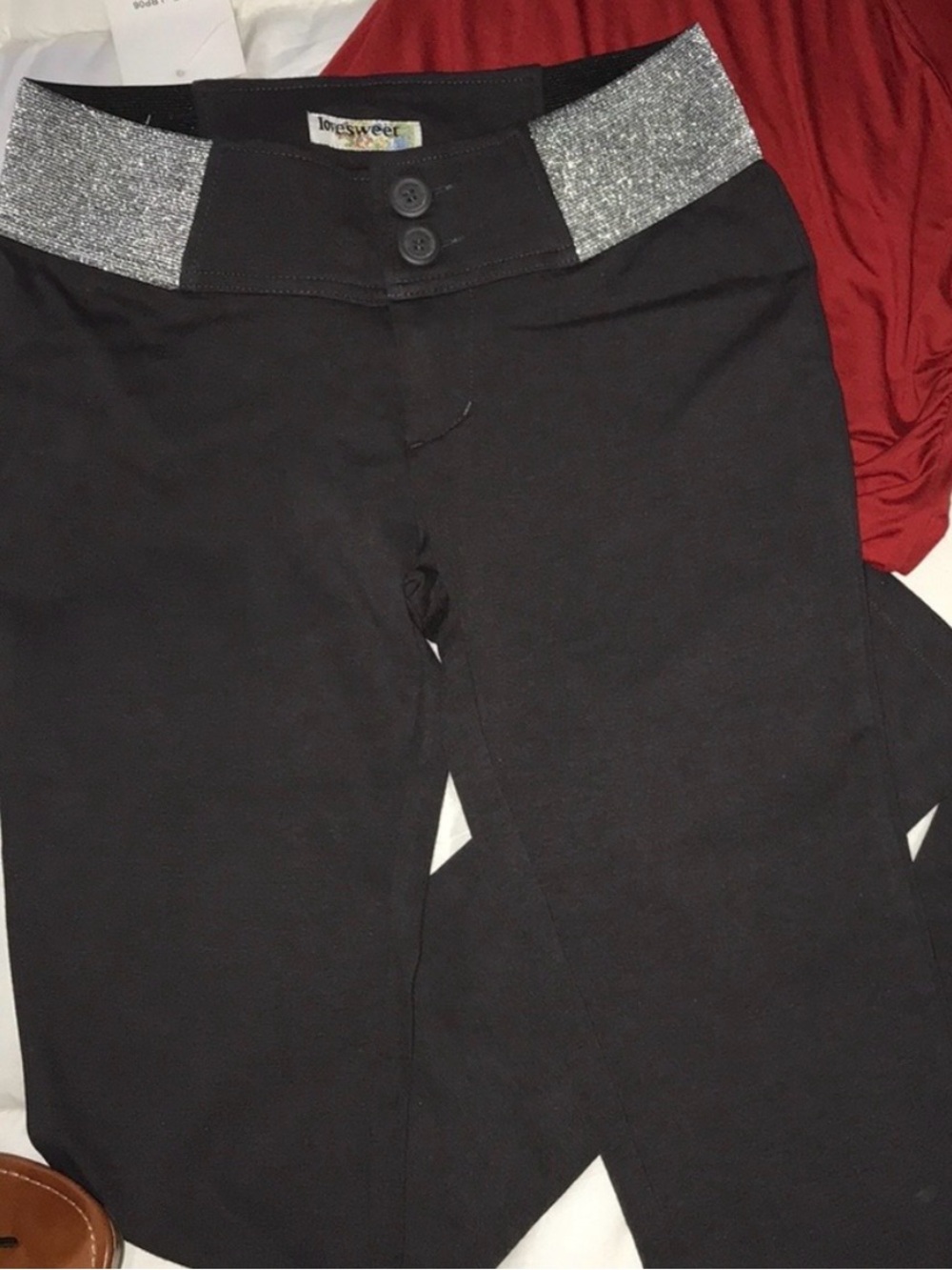 Lovesweet Black Jeggings & Glitter Waistband